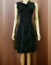 BCBG Max Azria Black Cowl  neck Sleeveless Dress W/ Leather  trim - size Small 