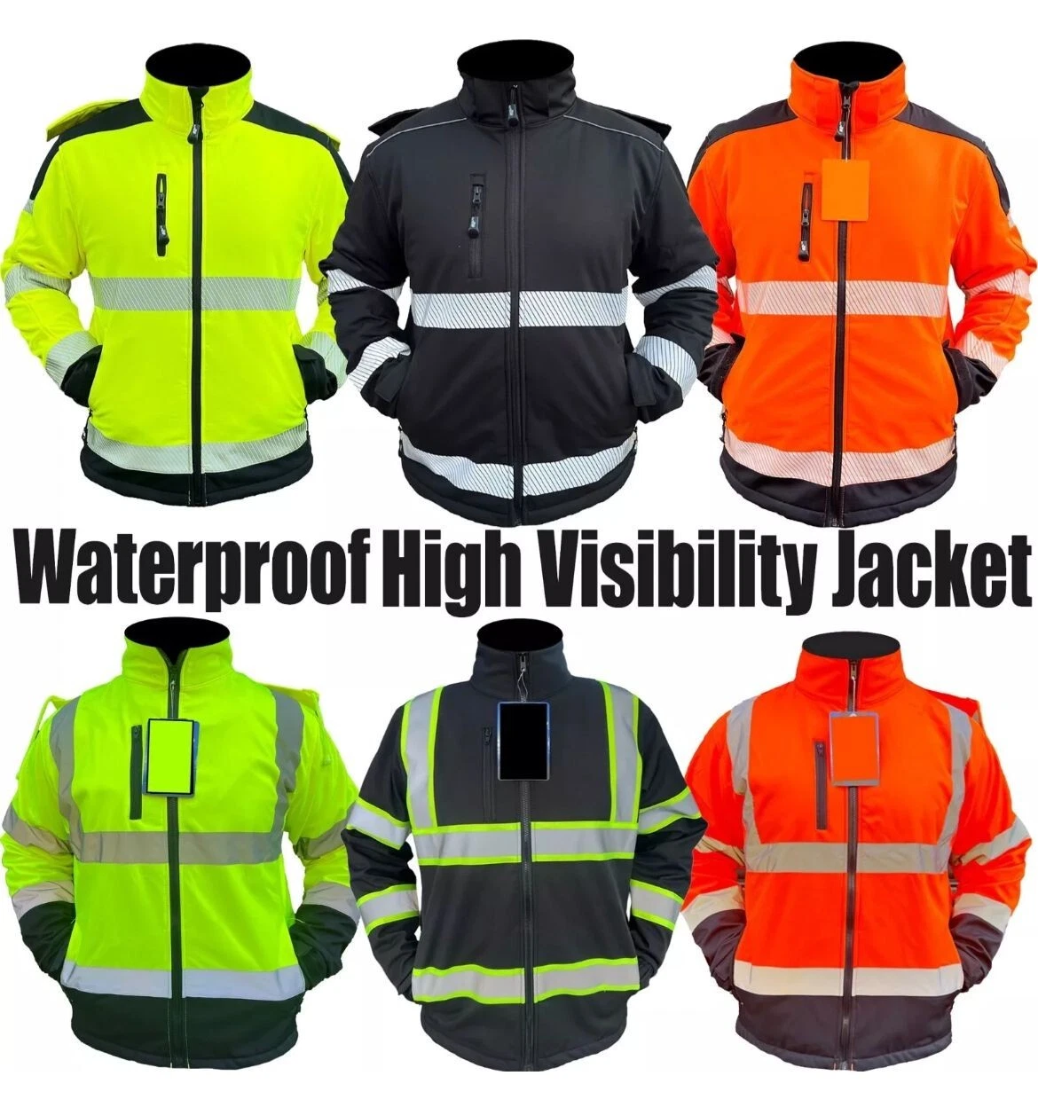 Fashion safety jacket for construction water proof unisex
