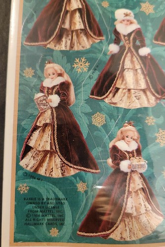 NEW Hallmark CHRISTMAS BARBIE VINTAGE RED DRESS 24 Stickers 4 Sheets Pack - Picture 6 of 7