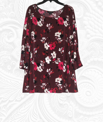 Alfani 1X Plus Size Plum Floral Tunic Top - NWT