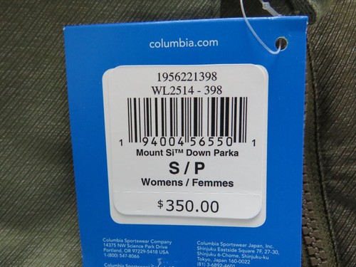 NWT Womens Columbia Mount Si Down Insulated Winter Parka Hooded Jacket - Green - Picture 15 of 15