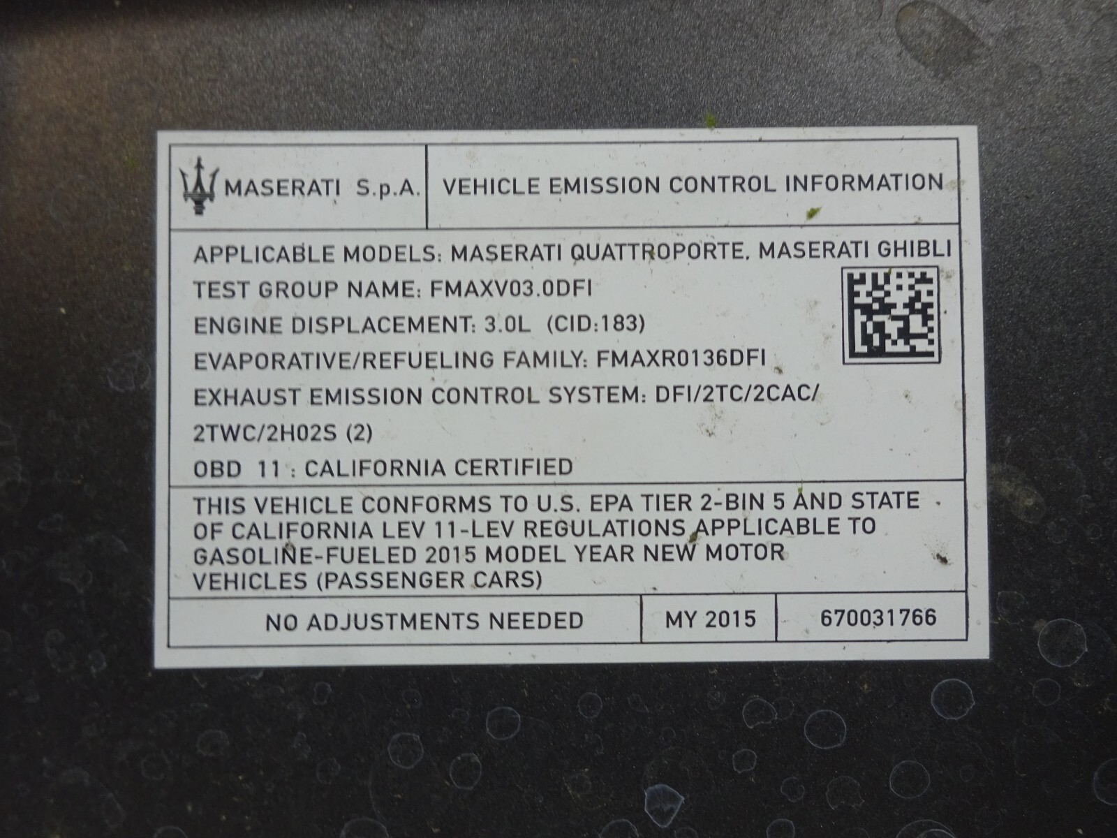 2014-2020 Maserati Ghibli Front Hood Bonnet Shell Gray OEM DE240407