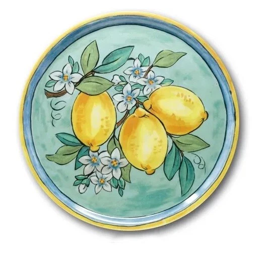 SATURNIA Set 6 Piatti da Tavola Pizza in Porcellana Napoli Lemon 33 cm