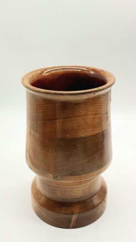 Jarrón de madera convertido a mano de colección recipiente de exhibición de mediados de siglo decoración  - Imagen 1 de 10