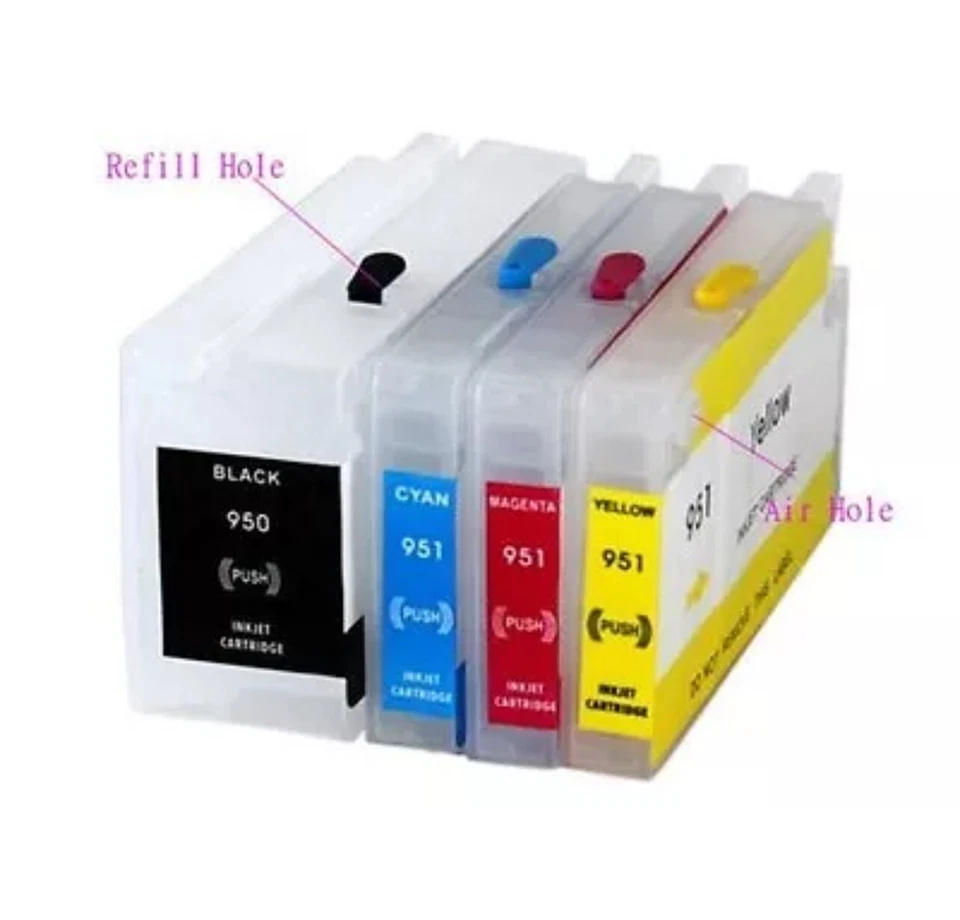 4 Pack Refillable ink cartridge for HP 950 951 Pro 8100 Pro 8610 With New Chip - Image 2 of 2