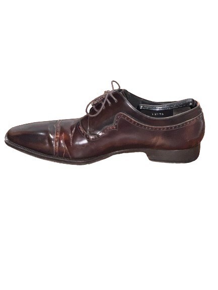 Mezlan Polished Leather Cap Toe 1968 Brown Oxford Mens 10.5 