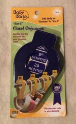 Baby Buddy Size It Closet Organizers w/ Labels for Newborn - Size 8 -5 Count New