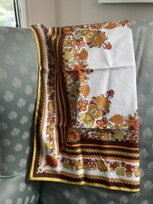Vintage Scarf Orange Yellow Brown Poly Made In Italy 1960's-1970's 25  x 26  