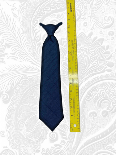 Vintage over 20 years Boy's Clip-On Tie Navy Square Textured Polyester 15" x 3” - Picture 2 of 4