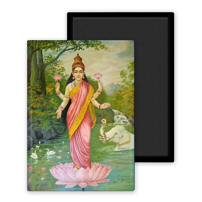 Lakshmi die Göttin des Reichtums Malavli-Lonavla-Ravi Varmâ-Magnet Kühlschrank 54x78mm