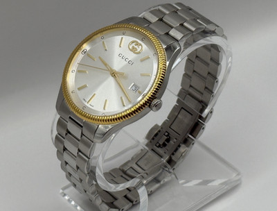 Gucci G-Timeless Quartz 38mm Yellow Gold Bezel Watch YA1264233