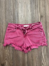 Bullhead Denim Co Pink Distressed High Rise Cutoff Denim Shorts Women's Size 1