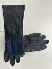 Vintage BLACK LEATHER GLOVES w/ ANTRON LINING, PHILIPPINES sz 6 - 10.5" long