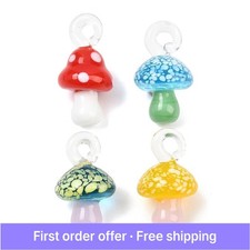 20pcs Handmade Lampwork Mushroom Pendants 3D Mushroom Charms for DIY Crafts