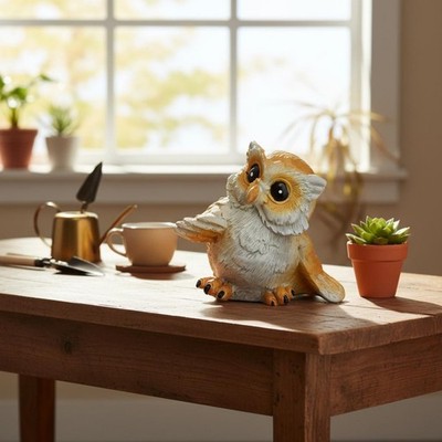 Cute Owl Figurine Adorable Design Miniature Owl Figurine Compact Size for Patio