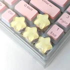4pcs Star Keycaps Translucent Arrow Keys Mechanical Keyboard Cute Yellow Purple