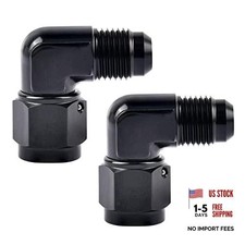 Female to Male Flare 90 Degree Swivel Fitting Adapter Aluminum Black 2PCS 6AN