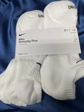 Nike Dri-FIT Cushioned No-Show Socks 6 Pairs White Men's L Athletic