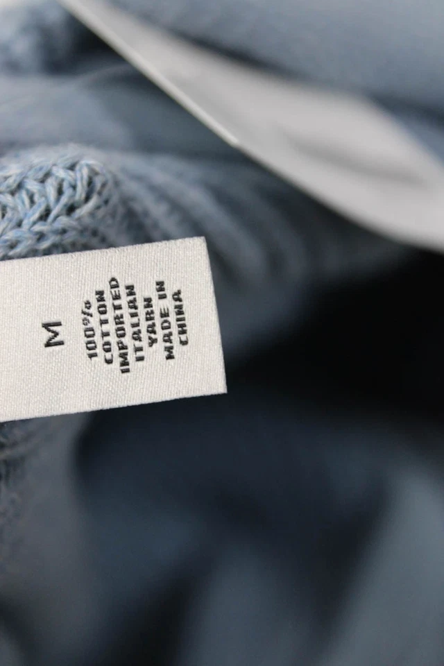 Cárdigan acanalado de algodón de otoño de cachemir para mujer con cuello en V azul talla M Foto 4 de 4