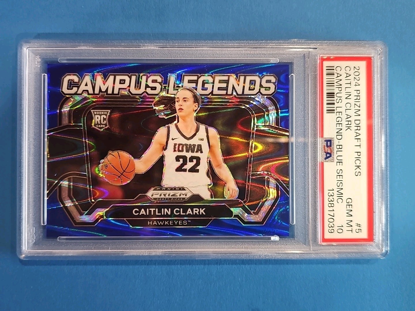 Caitlin Clark #5 Campus Legends Blue Seismic /149 PSA 10 Gem Mint Rookie RC