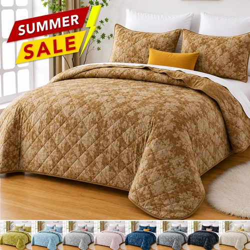 All Season Velvet Bedspread Set Soft Reversible Quilt Bedding Sets Queen King US
