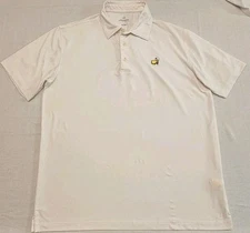 Masters Tech Shirt Men Large White Augusta Golf Driving Range Polo Stretch
