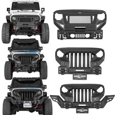 Mad Max Grill Front Bumper Fit Jeep Wrangler Jk 2007-2018 W Led Lights D-rings