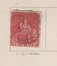 TRINIDAD Timbre  Ancien TRINITE-et -TOBAGO 1865 Oblitéré 1p carmin bonne  cote+