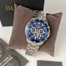 New Bulova Marine Star Blue Dial Chronograph Men's Quartz Watch 98B400 41.5mm