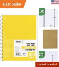 Spiral Notebook, 1 Subject, Graph Ruled Paper, 7-1/2" x 10-1/2", 100 Sheets, ...