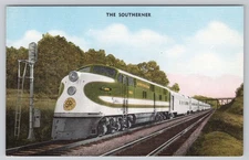 c.1943 Southern Railway The Southerner Streamlined Diesel Train Linen Postcard