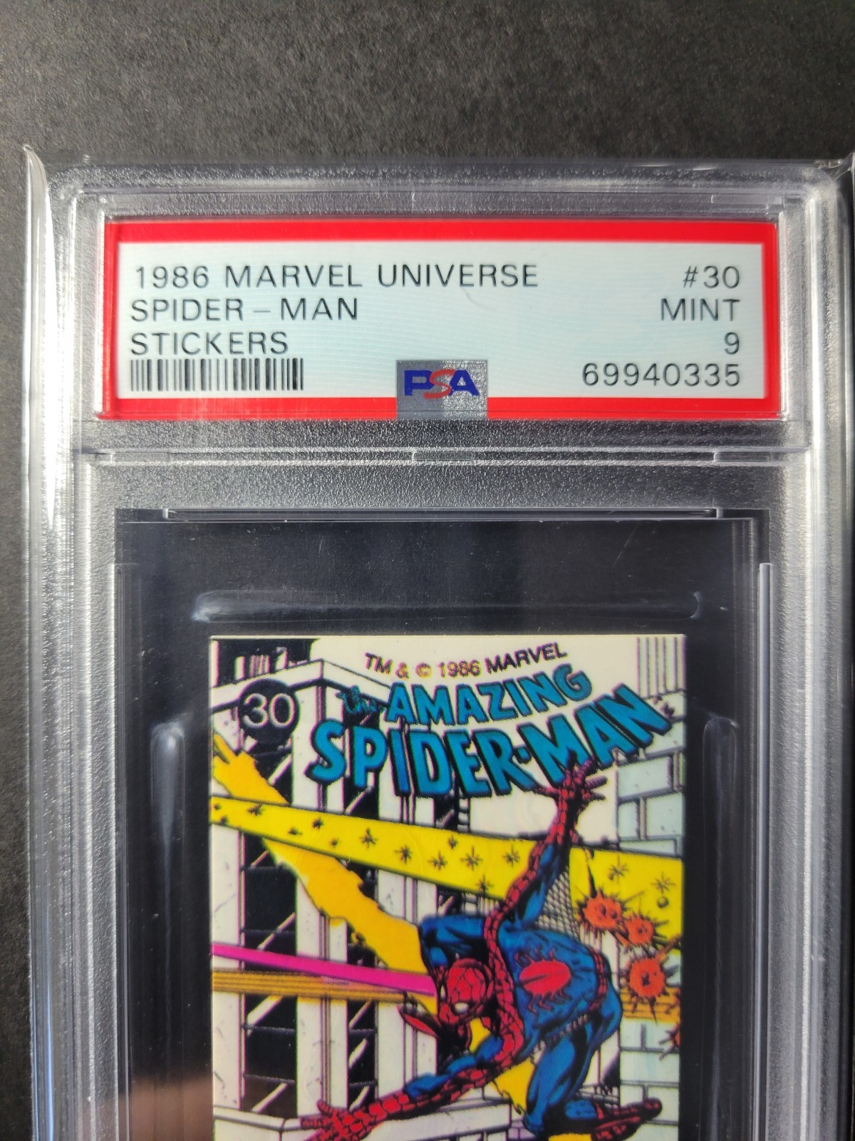 1986 Marvel Universe SPIDER-MAN Comic Images Stickers #30 PSA 9 Mint Low Pop view 3