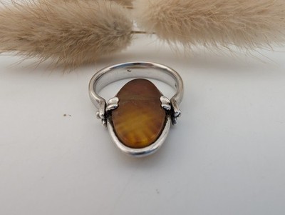 Ring Sterlingsilber Silber 925 Größe 57 Bernstein Amber drehbar