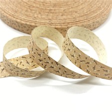 Cotton Printed Ribbon 15mm x 5 yards - Peach with White Blossoms
