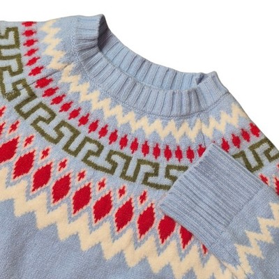 Petite Studio NYC Women's XS Petite Merino Wool Fair Isle Knit Sweater