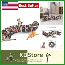 Foldable S-Shaped Cat Tunnel with Toy, Indoor Pet Exercise Hideaway