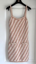 NWT CHANEL 23S ORANGE ECRU SHIMMER KNIT SLEEVELESS KNIIT MINI DRESS 38