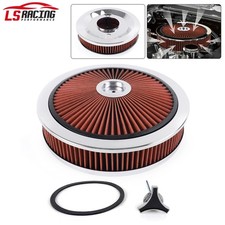14 X 3 Round High Flow Thru Washable Air Cleaner Kit Drop Base For Sbc Bbc 14 X 3 Round High Flow Thru Washable Air Cleaner Kit Drop Base For Sbc Bbc