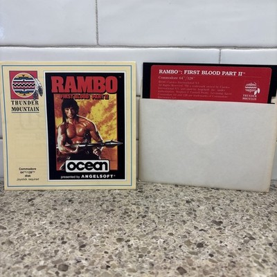 VTG Rambo First Blood Part II Commodore 64/128 Floppy Disk With Manual UNTESTED