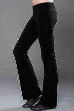 Blanks+ Women's Black Yoga Pants, S-2XL, Slightly Flared Leg, Cotton and Spandex