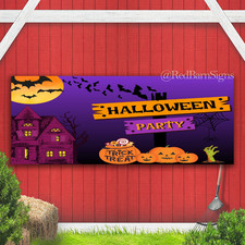 Spooky Pumpkin Halloween: Trick or Treat Indoor Outdoor Banner Sign with grommet