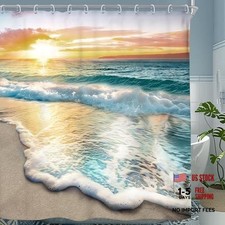 Beach Ocean Themed Shower Curtain Sets for 72"W x 72"L - Pack of 1 - C-beach