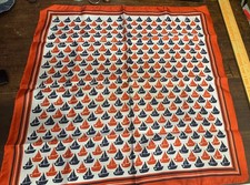 Vtg Coastal Scarf Sailboat Yacht Boating Cape Cod Retro 70 s