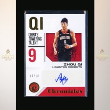 ZHOU QI 2018-19 Panini Chronicles Signatures Auto 10/10 Gold Houston Rockets 1A