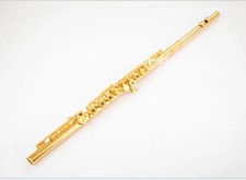 MARGEWATE C Tune Flute 17 Keys Open Holes Gold Plated Professional With Case