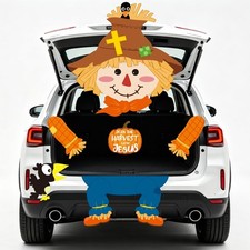 Halloween Trunk or Treat Car Decorations Kit 9 Pcs Fall Scarecrow Pumpkin Cro...