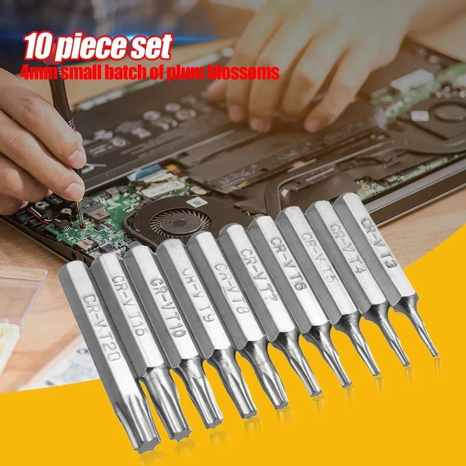10 Embouts Tournevis Torx 4mm T3-T20 Acier Kit Réparation Téléphone Précision - Photo 2/4