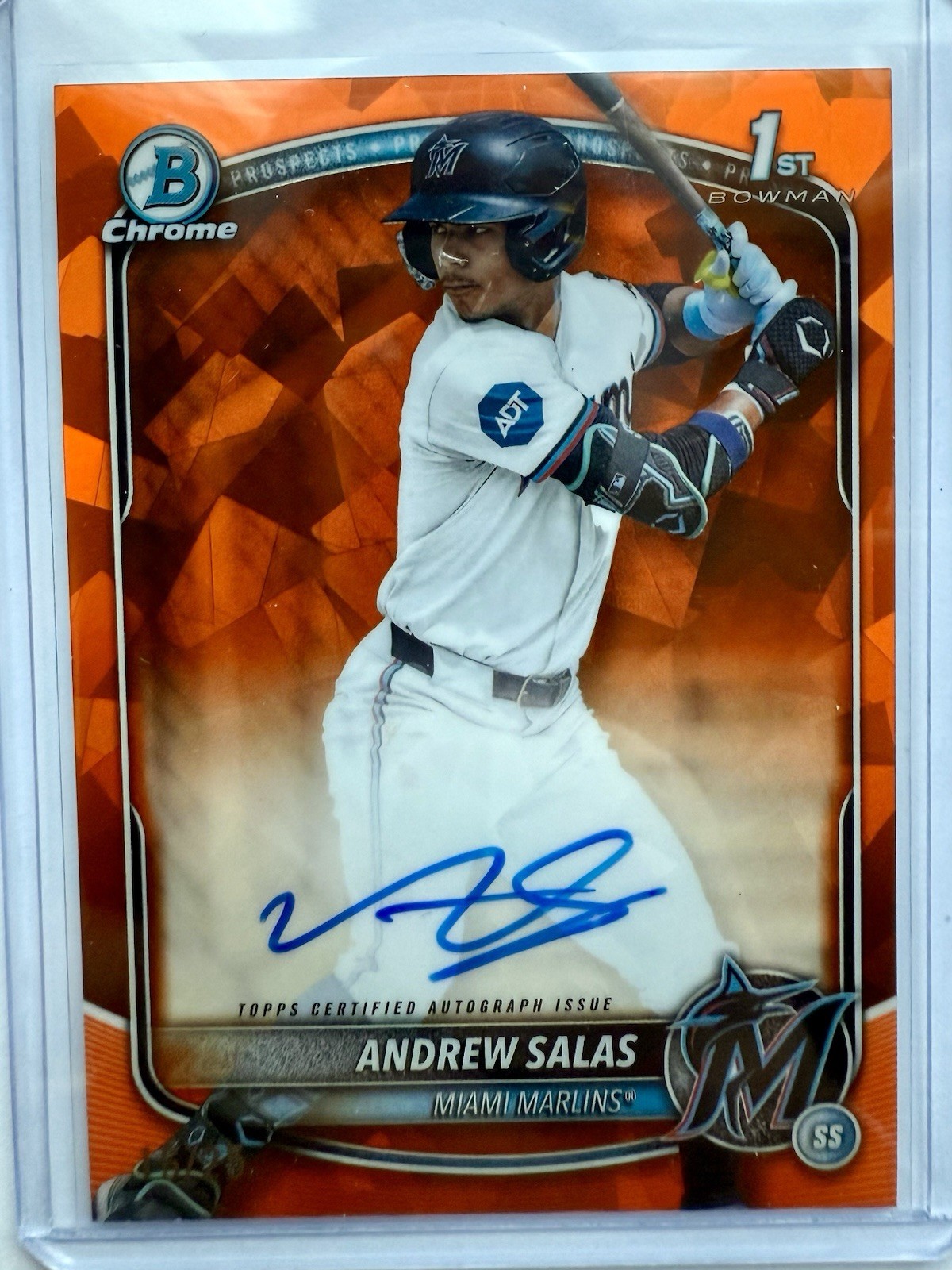 2025 Bowman Chrome Sapphire ORANGE Refractor Auto Andrew Salas #CPSA-AS /25 !!