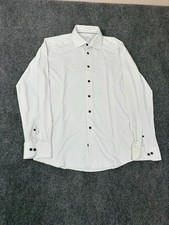 Eton White Slim Fit Long Sleeve Button Up Dress Shirt Polyamide Blend Size 41/16