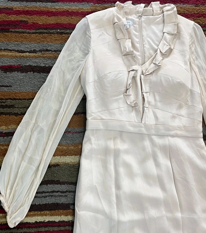 Kay Unger официальный шелк платье женщин размер 4 слоновой кости оболочка с короткой подкладкой классический  - Изображение 4 из 4